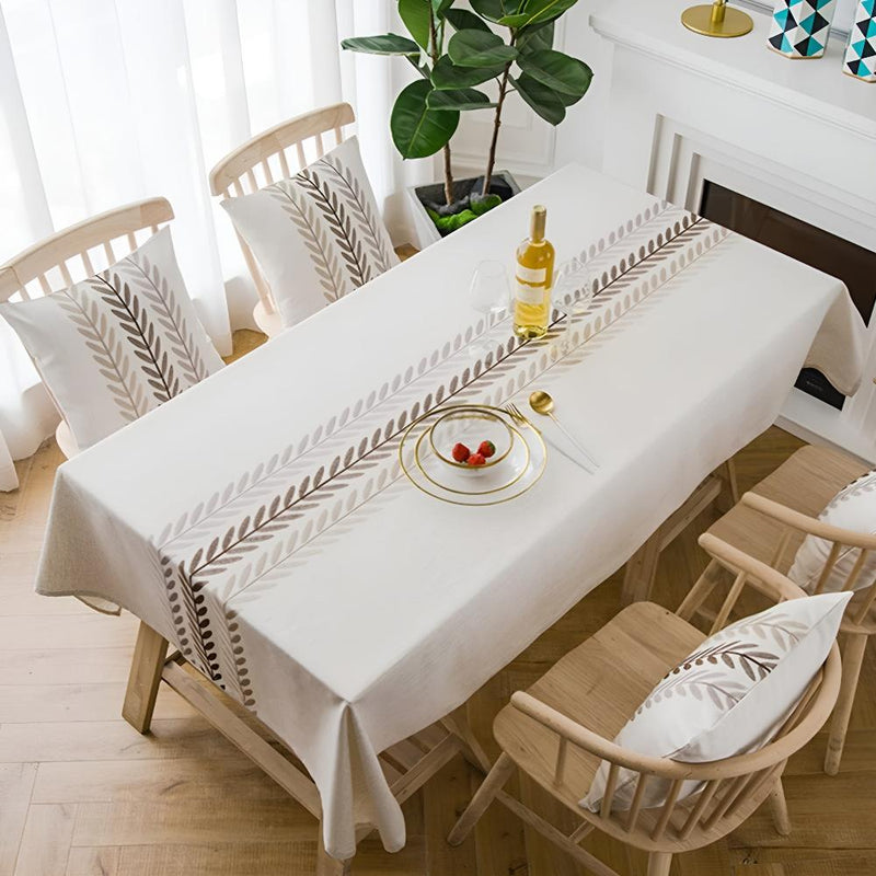 Elegance Leaves Embroidered Tablecloth