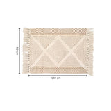 Beige Textured Fringe Tassel Rug