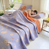 Bow-Knot and Rose Cotton Gauze Blanket