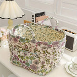 Delicate Floral Canvas Storage Basket