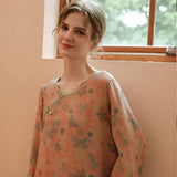 Retro Style Long Sleeve Nightgown