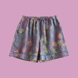 Floral Print Elastic Waist Shorts