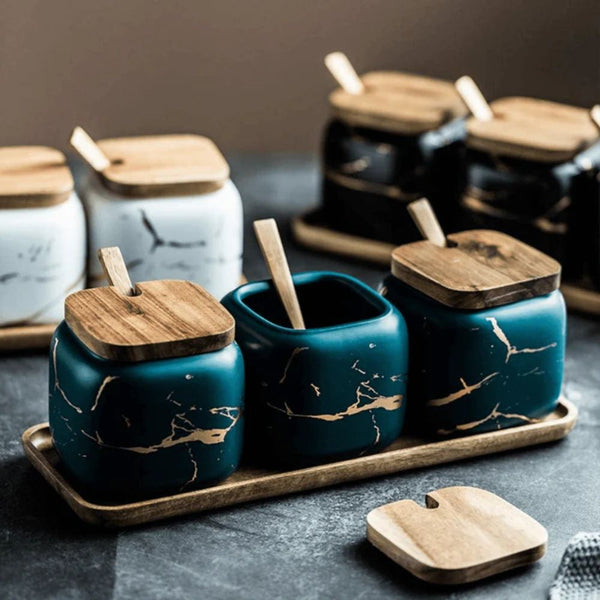 Royal Vein Porcelain Spice Jar Set