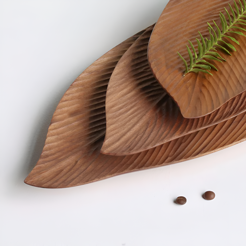 Rustic Leaf Wooden Serving Trays