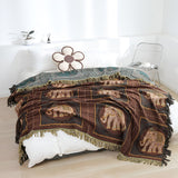 Bohemian Elephant Print Tassel Blanket