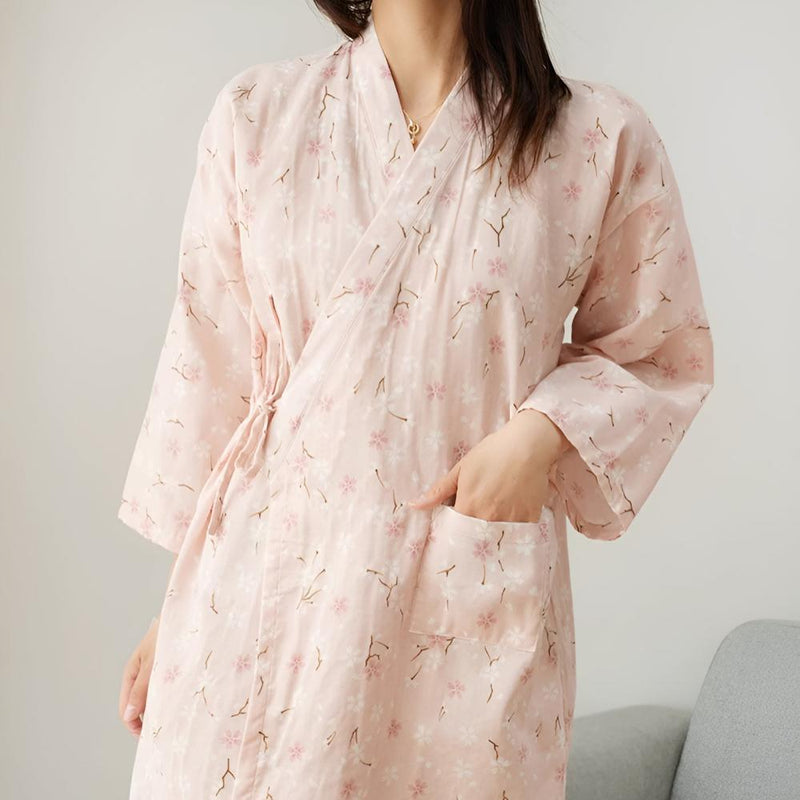 Women's Floral Pattern Cotton Bathrobe