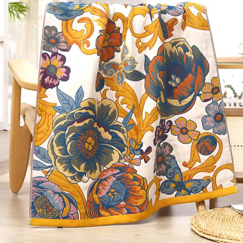 Blooming Flowers Reversible Bath Towel