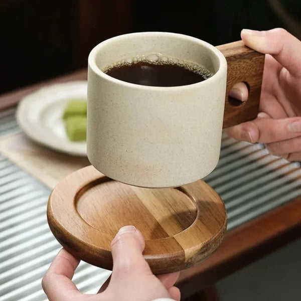 Modernist Ceramic Wooden Pallet Mug