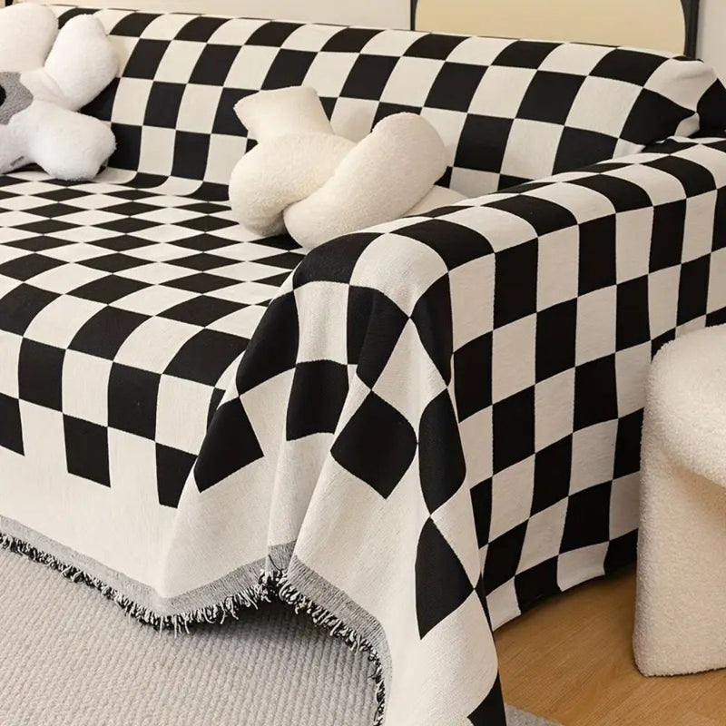 Checkerboard Anti-Scratch Sofa Cover