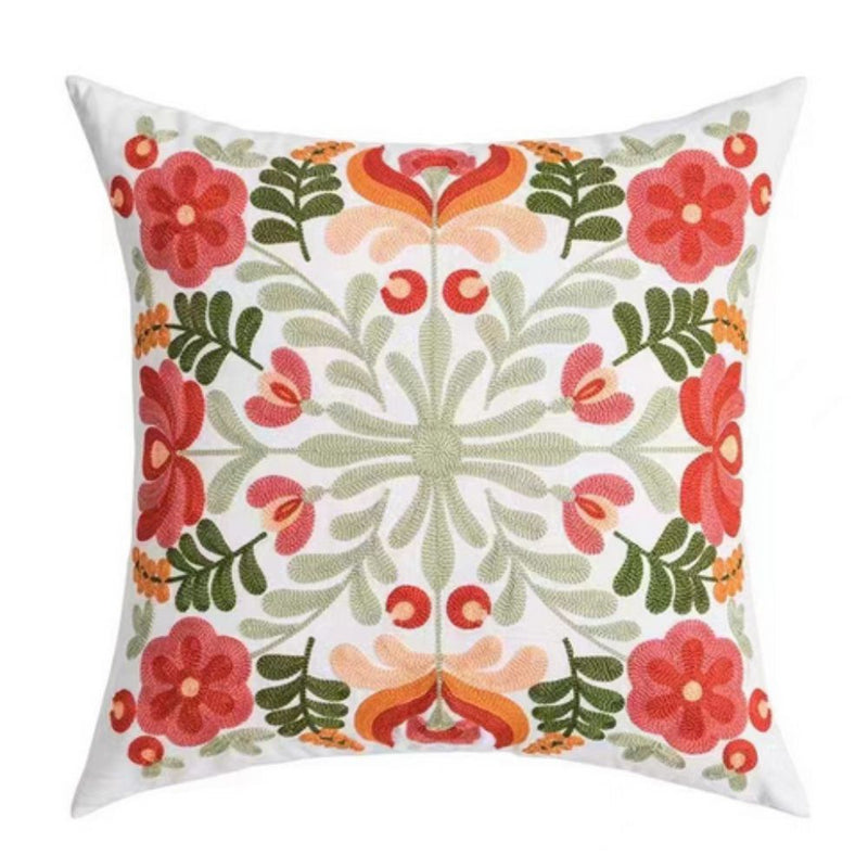 Ethereal Embroidery Floral Cushion Cover