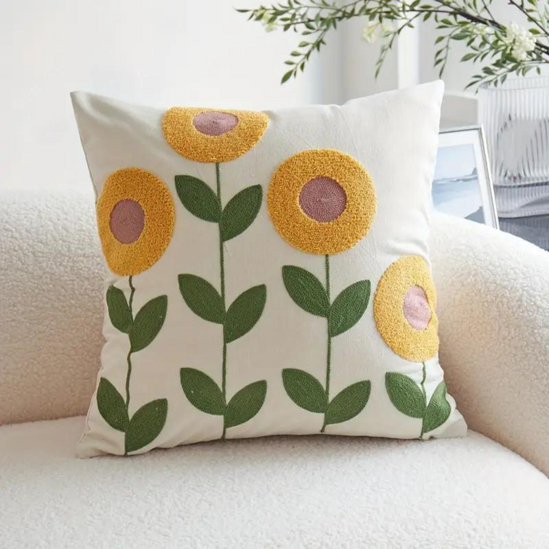 Elegant Plant Patterned Cushion Cover