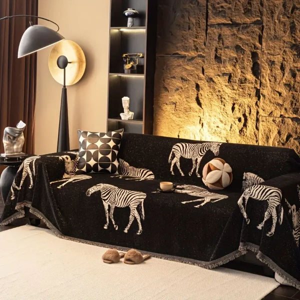 Black Stride Zebra Sofa Cover