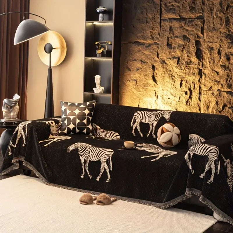 Black Stride Zebra Sofa Cover