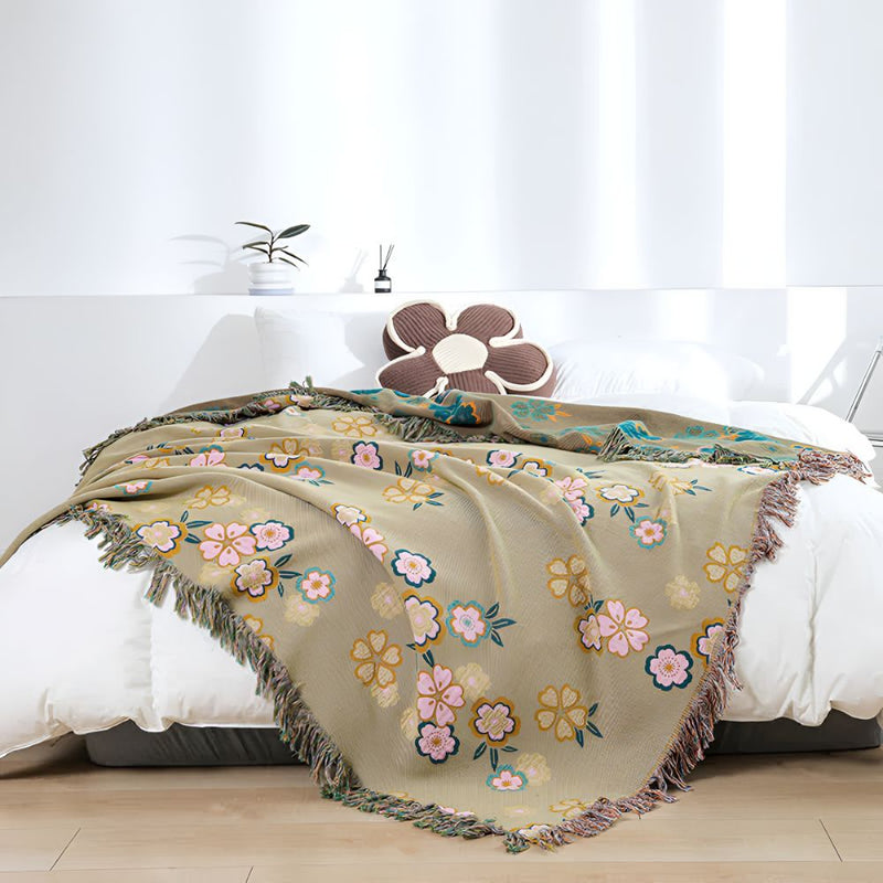 Blooming Flowers Tassel Blanket – Casa Beyond