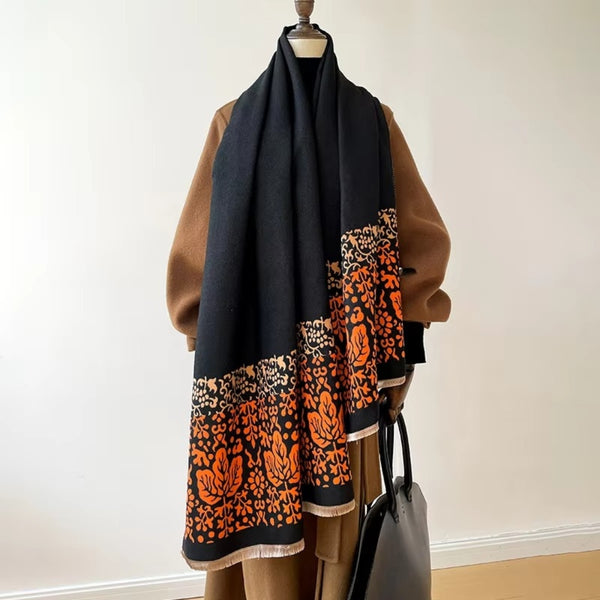 Boho Ethnic Floral Edge Scarf