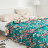 Botanic Bluebird Reversible Cotton Blanket