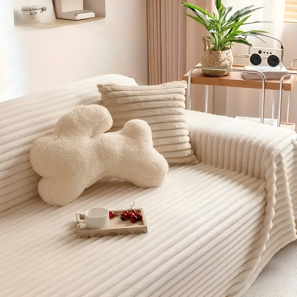 Plush Striped Warm Sofa Cover
