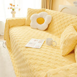 Checkered Plush Velvet Couch Cover