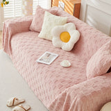 Checkered Plush Velvet Couch Cover