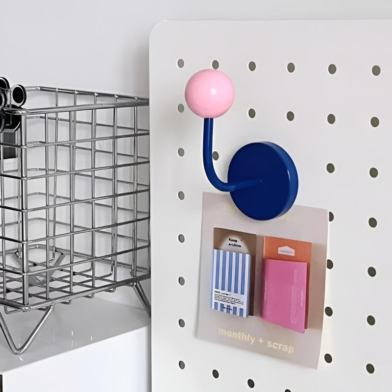 Colourful Magnetic Wooden Ball Hooks Home Storage