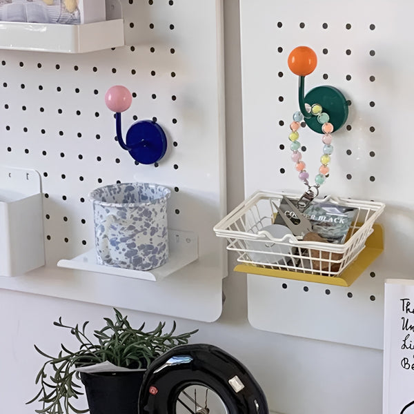 Colourful Magnetic Wooden Ball Hooks Home Storage