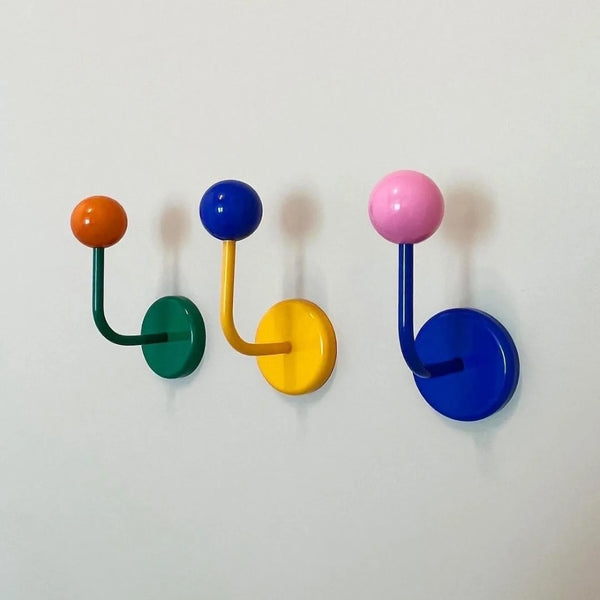 Colourful Magnetic Wooden Ball Hooks Home Storage