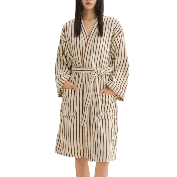 Comfortable Striped Cotton Bathrobe