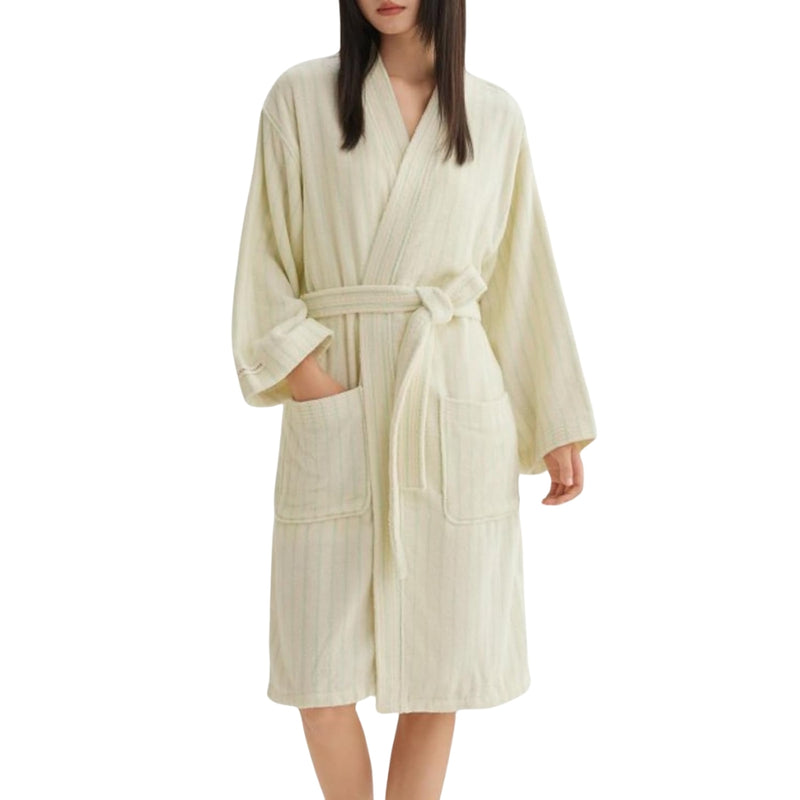 Comfortable Striped Cotton Bathrobe