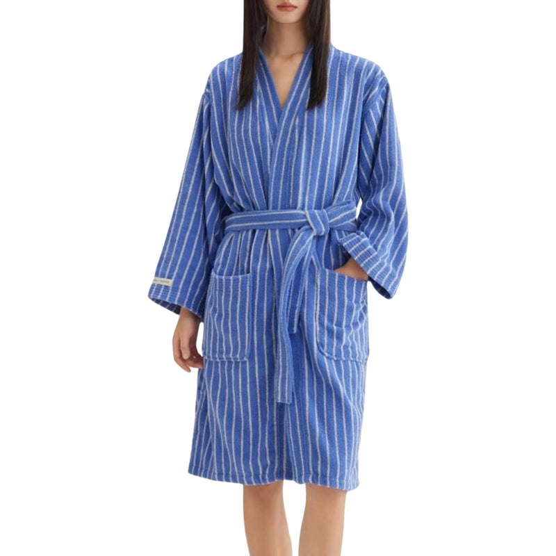 Comfortable Striped Cotton Bathrobe