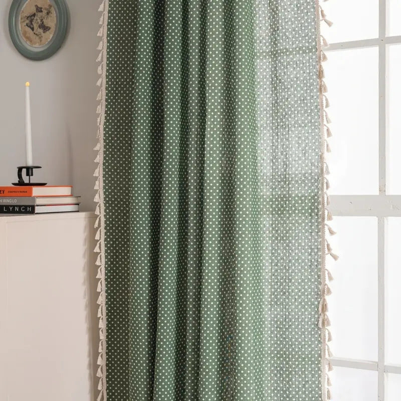 Everfern Dappled Polka Dot Tassel Curtain