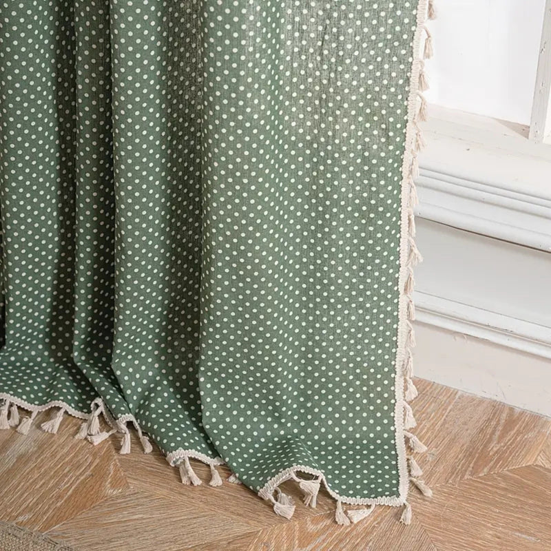 Everfern Dappled Polka Dot Tassel Curtain