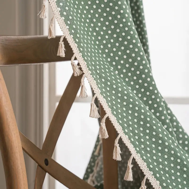 Everfern Dappled Polka Dot Tassel Curtain