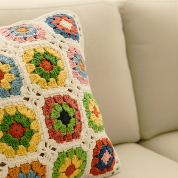 Floral Crochet Cushion Cover