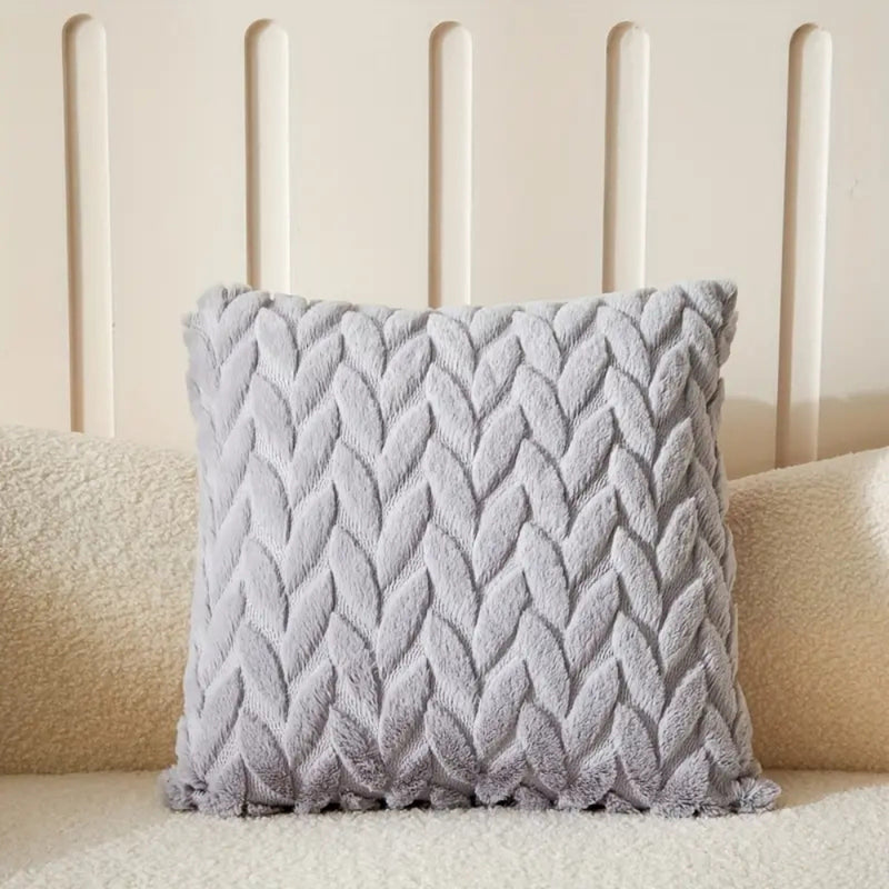 Geo Leaves Embroidered Cushion Cover