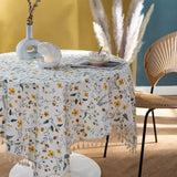 Golden Tassel Floral Round Table Cloth