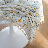 Golden Tassel Floral Round Table Cloth