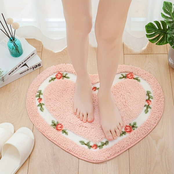 Heart Floral Tufted Bath Mat