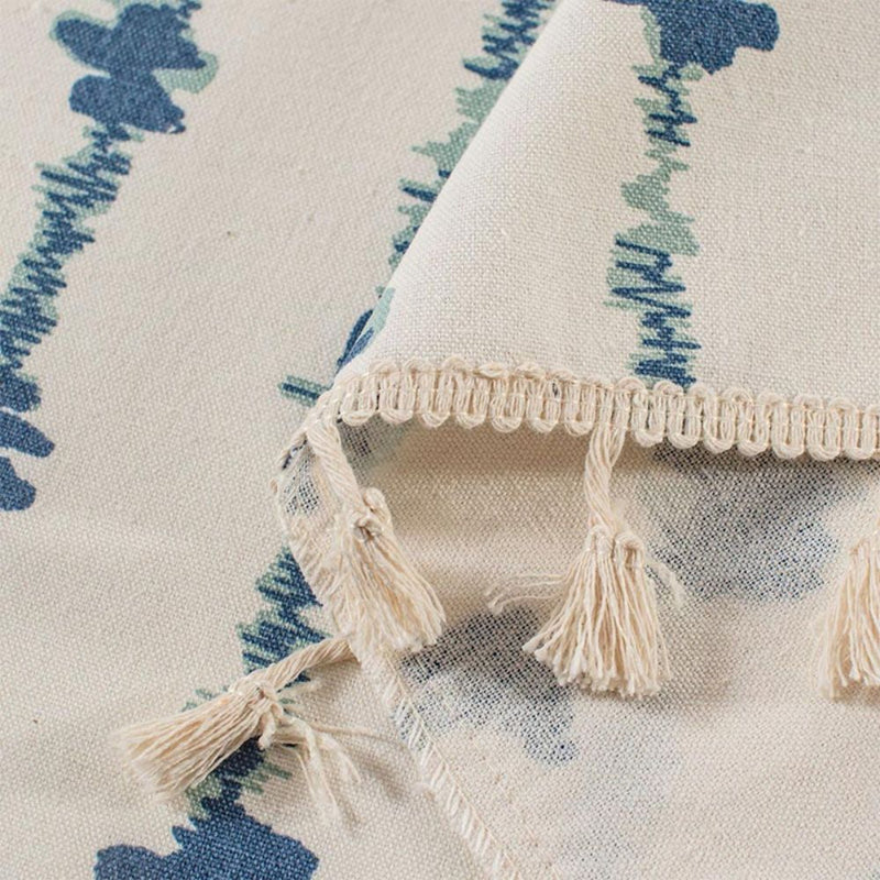 Inkblot Blue Tassel Cabinet Curtain