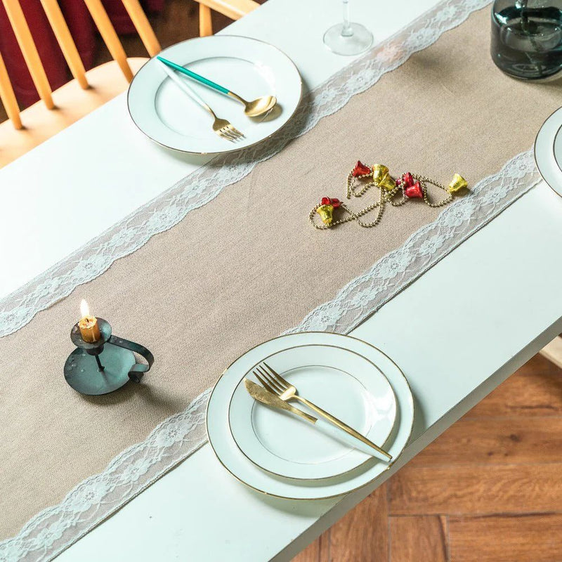 Ornate Blossom Lace Edge Table Runner