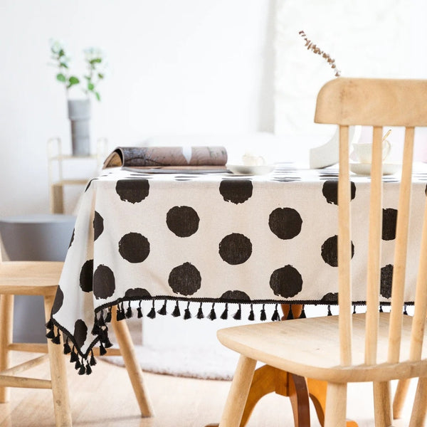 Polka Charm Tassel Table Cloth