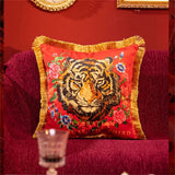 Regal Tiger Artistic Velvet Cushion Cover