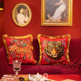 Regal Tiger Artistic Velvet Cushion Cover