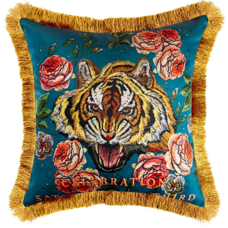 Regal Tiger Artistic Velvet Cushion Cover