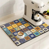 Retro Tile Design Absorbent Coffee Mat