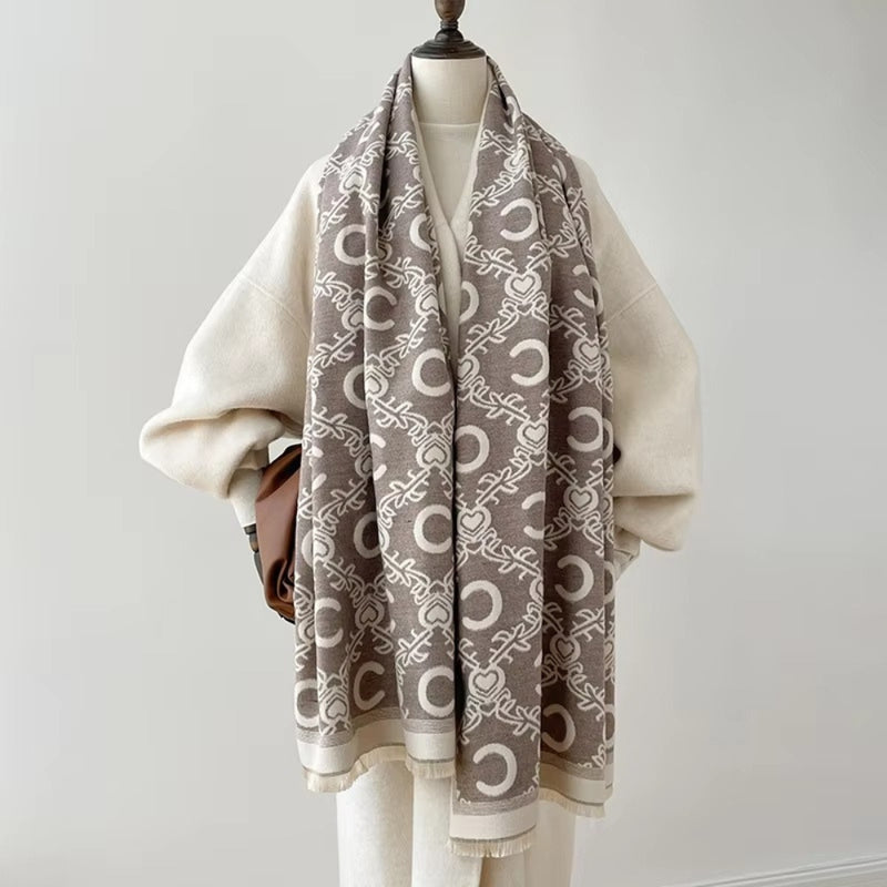 Reversible Crescent Chain Winter Shawl
