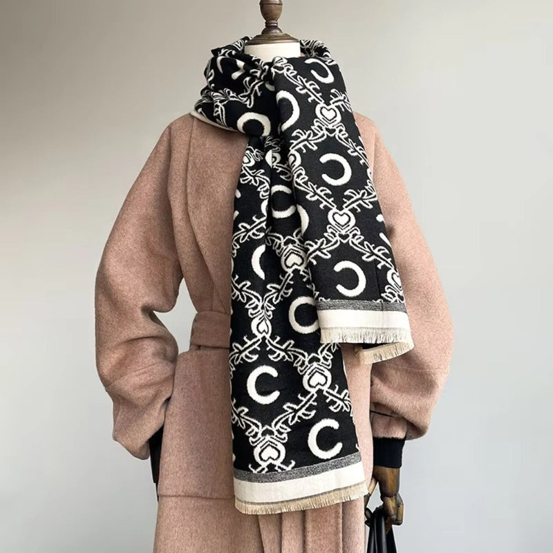 Reversible Crescent Chain Winter Shawl