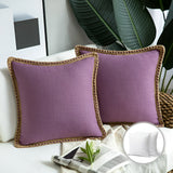 Rustic Linen Trim Decorative Cushion Cover