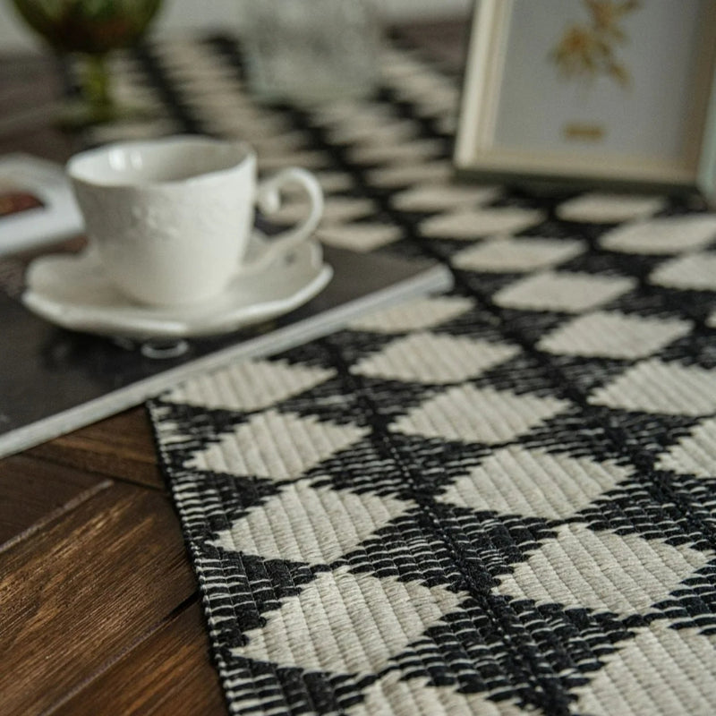 Stitching Tassel Diamond Table Runner