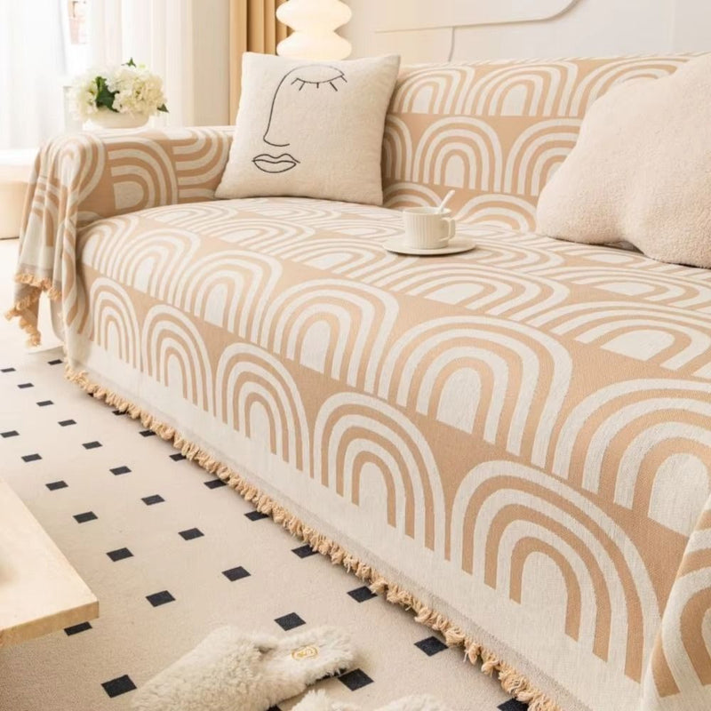 Symmetrical Half-Arch Chenille Sofa Cover