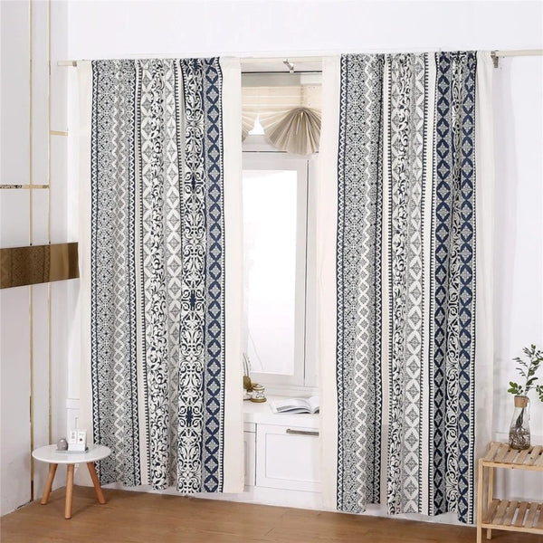 Vintage Bohemian Diamond Print Curtain